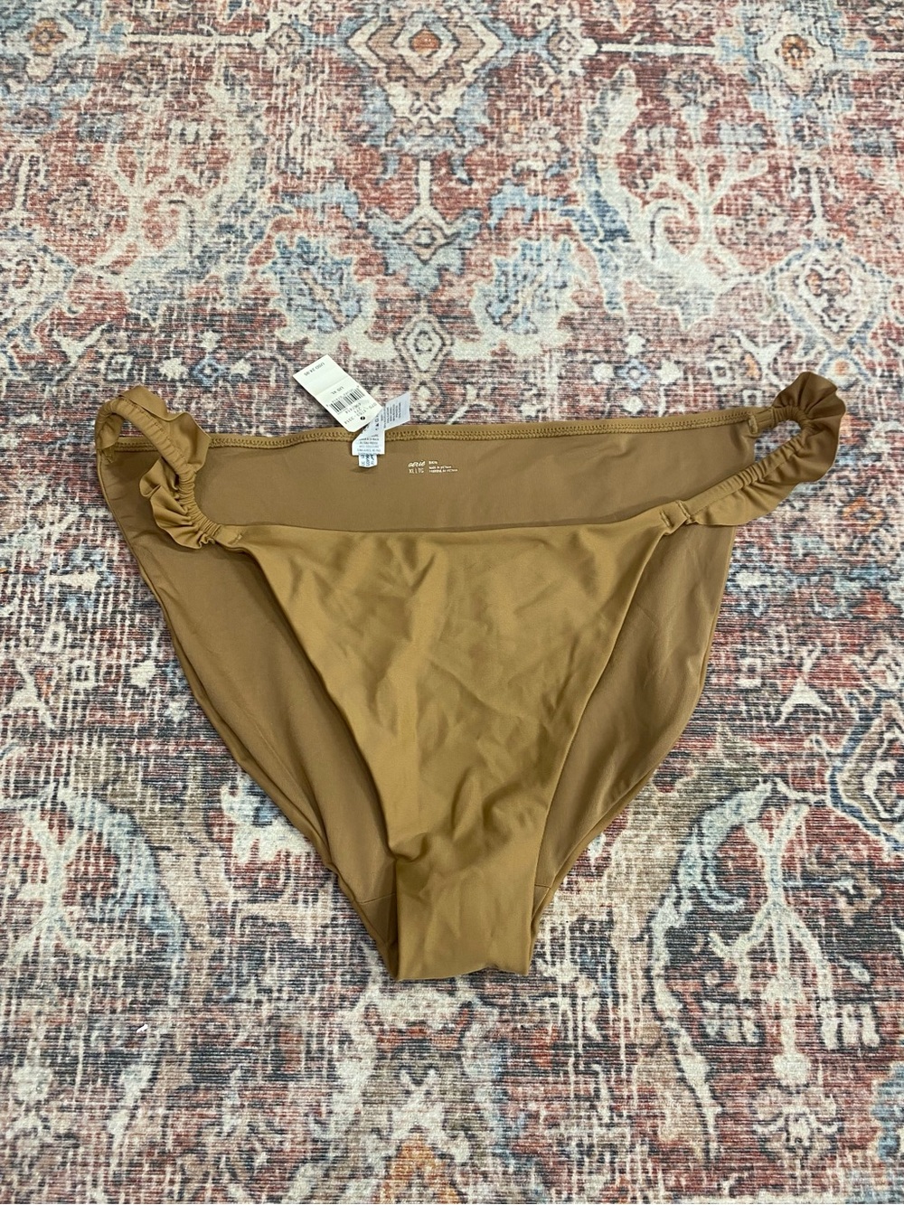 Aerie NWT tan full coverage bikini bottom with ruffle sides XL beach vacation